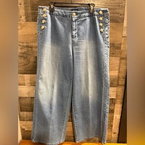 Charter Club Light Blue Wide Leg Jeans with Gold Buttons